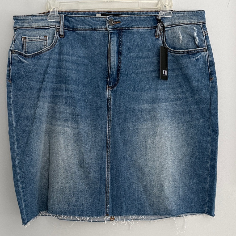 Kut from the Kloth Distressed Denim Pencil Skirt
